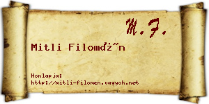 Mitli Filomén névjegykártya